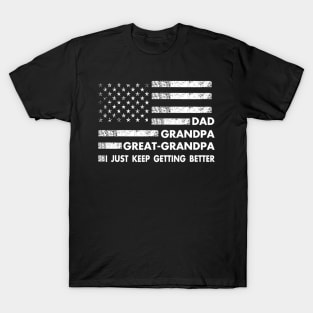 Dad Grandpa Great Grandpa - Fathers Day Flag Gift T-Shirt